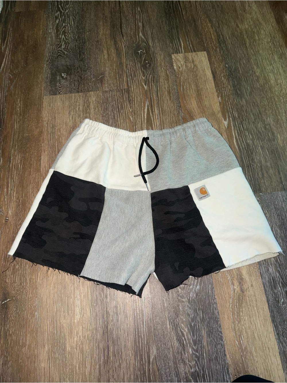 Carhartt Men’s Patchwork Athletic Shorts in Black & Gray